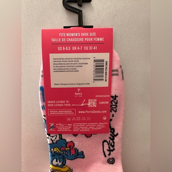 Perri’s Smurfs Women’s Pink Ankle Socks Size 6-9.5 - Picture 3 of 3